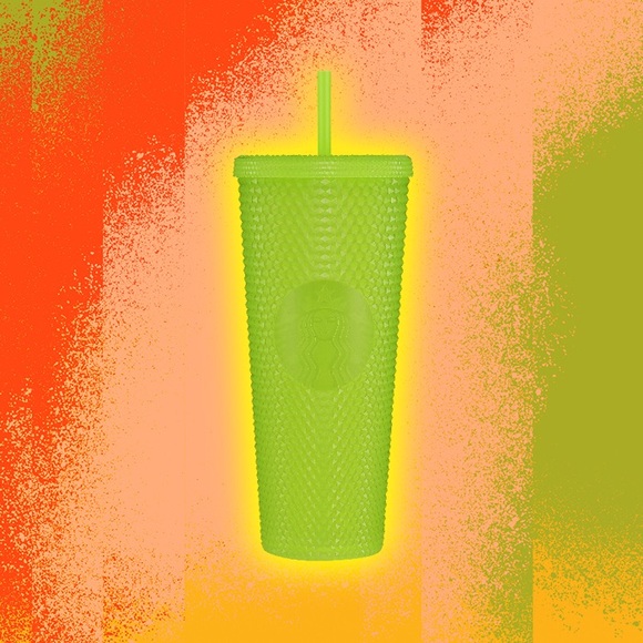 NWT Starbucks 2022 Glow in the Dark Lemongrass Bling Studded Tumbler Venti 24 oz - Picture 2 of 4